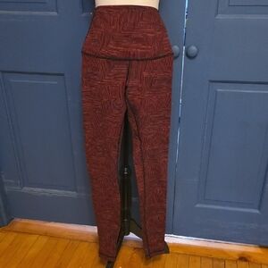 5/$40 No Wear Lululemon Red Geometric Full Length High Waist Leggings Sz 4